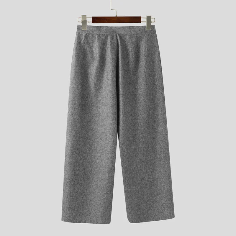 AIDASE  -  Men Pants Solid Color Loose Button Joggers Casual Straight Trousers Men Streetwear 2025 Fashion Male Long Pants S-5XL aidase-shop