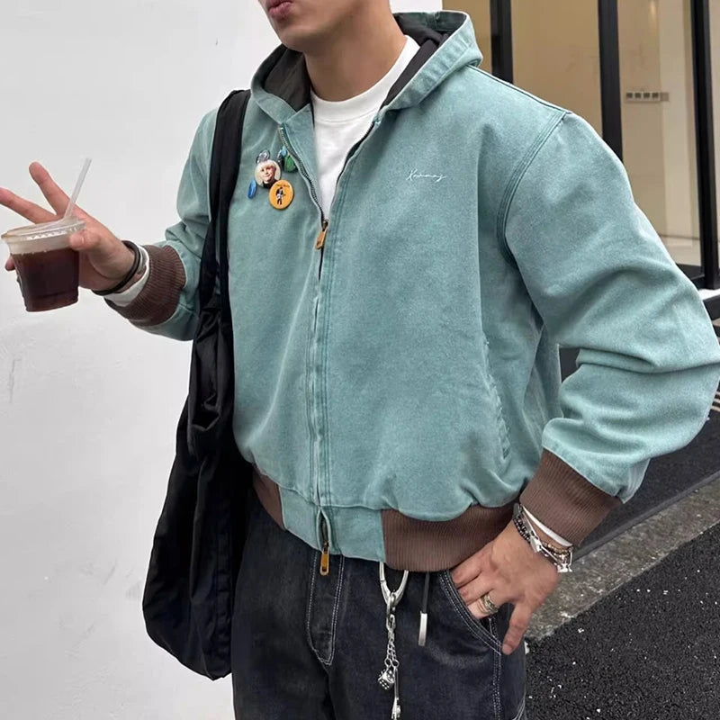 AIDASE  -  Y2K Retro Gothic Zip Hoodie Coat Y2K Retro Streetwear Loose Harajuku Casual Fashion Street Men Clothing Jacket Top Winter aidase-shop