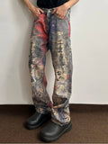 AIDASE  -  High Street Vintage Wshed Cashew Flower Digital Printed Denim Cargo Jeans Baggy Vintage Y2k Jeans pantalones hombre y2k clothes aidase-shop