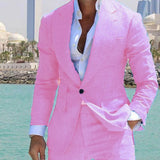 159.03Aidase Fashion Men Linen Suits Peak Lapel One Button Business Formal Groomsmen Wedding Tuxedo Slim Fit 2 Piece Set Jacket Blazer Pants aidase-shop