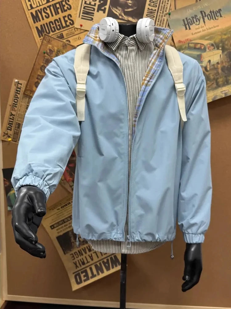 AIDASE  -  Autumn Cleanfit Plaid Interior Workwear Jaet Men's Rigorous Haome Stand Collar Casual Couple's Outerwear aidase-shop