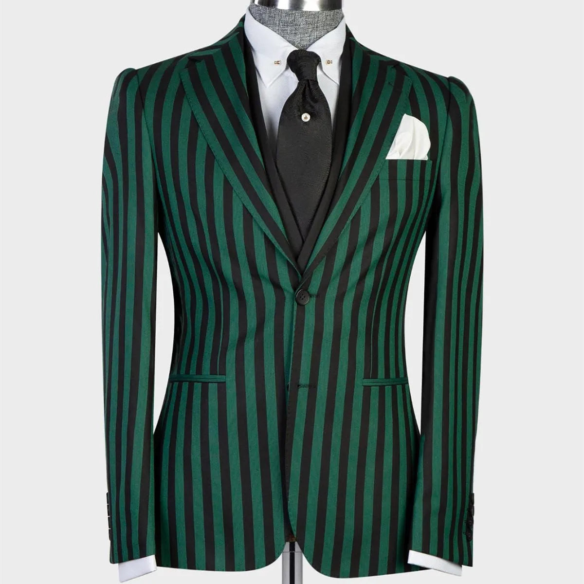 Aidase Men's Suit 3 Pieces Blazer Vest Pants Peaked Lapel Single Breasted Tuxedo Wedding Groom Pinstripes Formal Tailored Costume Homme aidase-shop