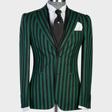 Aidase Men's Suit 3 Pieces Blazer Vest Pants Peaked Lapel Single Breasted Tuxedo Wedding Groom Pinstripes Formal Tailored Costume Homme aidase-shop