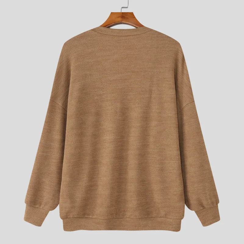 AIDASE  -  Men Sweater Autumn Solid Color Knitted V Neck Long Sleeve Male Pullovers Streetwear 2025 Fashion Casual Men Clothing aidase-shop