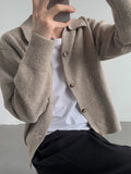 AIDASE  -  Autumn Winter Sweatercoats Outdoor Fashion Buttoned Lapel Vintage Mens Jackets Stylish Solid Color Knitting Men's Cardigan Tops