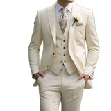 Aidase High Quality Elegant Wedding Men Suits Solid Color Peak Lapel Single Breasted Formal Blazer Bespoke 3 Piece Jacket Pants Vest aidase-shop