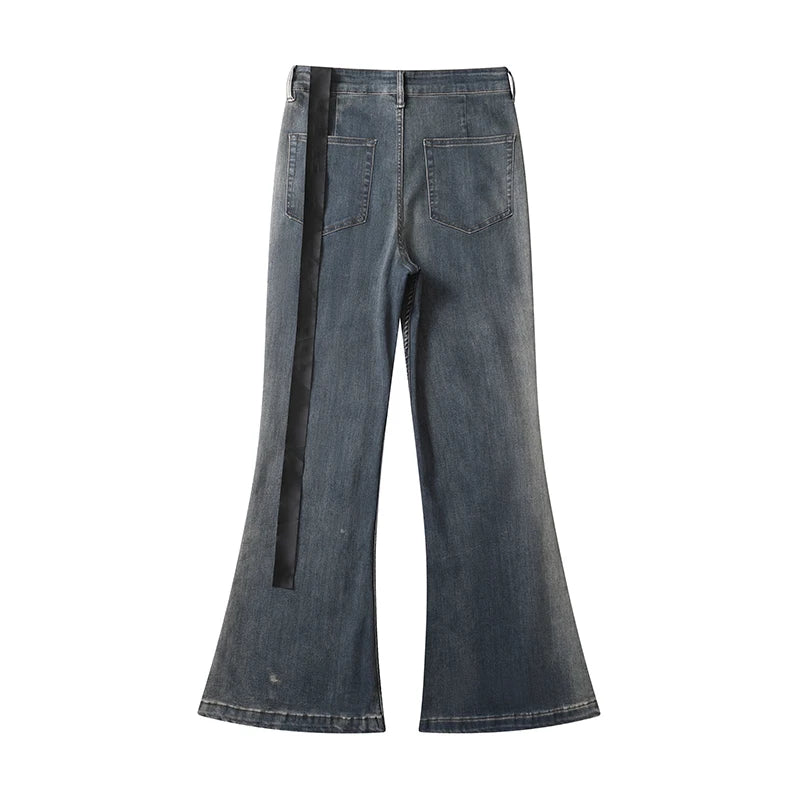 Aidase RO Style Gradient Washed Sashes Flare Jeans Unisex Streetwear Baggy Y2K Bell-bottoms Harajuku Loose Casual Denim Trousers aidase-shop