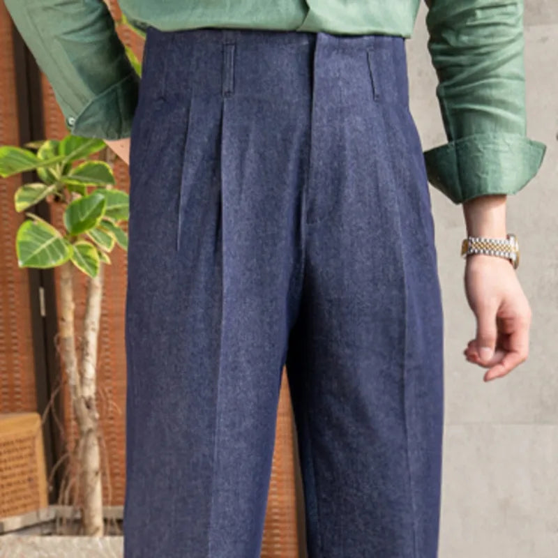 Aidase High Waist Trousers Pant For Man OfficeTrouser Business Casual Pant British Social Club Outfits Pantalones Hombre Excluding Belt aidase-shop