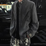 AIDASE  -  Fashion Men's Denim Jacket Personality Patchwork Design Stand Collar Long Sleeve Male Coats Zipper Tide Outerwear 21E7000 aidase-shop