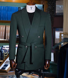 Aidase Modern Men's Suit 2 Pieces Blazer Pants One Button Sheer Lapel With Belt Business Slim Fit Formal Wedding Groom Costume Homme aidase-shop