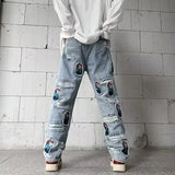 Aidase Korean Style Autumn Letter Printed Denim Pants Men Streetwear Washed Jean Pants Neutral Hip Hop Loose Straight Casual Jeans aidase-shop