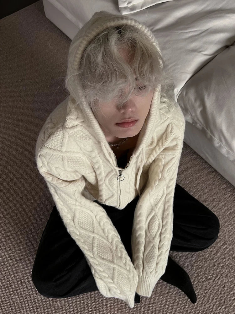 AIDASE  -  Zip Up Hoodie Men Streetwear Harajuku knit Oversized Jacket Hood Shirt Punk Gothic Y2K Clothes Sweatshirt sudaderas para hombres aidase-shop