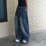 AIDASE  -  Women's High Waist Wide Leg Jeans 2025 New Korean Design Faionable Folded Knife Long Pants Versatile Sli Spring Autumn aidase-shop