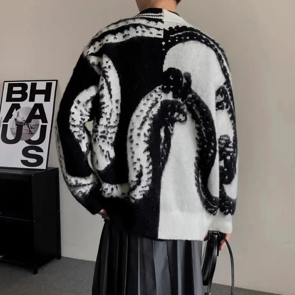 AIDASE  -  Mens Sweaters Hawaiian Vintage Tie Dye Contrasting Knitwear Winter Unisex Trendy Streetwear Lazy Vacation Jacket Men's Clothing aidase-shop