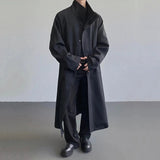 AIDASE  -  Autumn New Men's Mid-Length Trench Coat Korean Style Over-the-Knee Long Sleeve Lace-up Stand collar Windbreaker 21E7663 aidase-shop