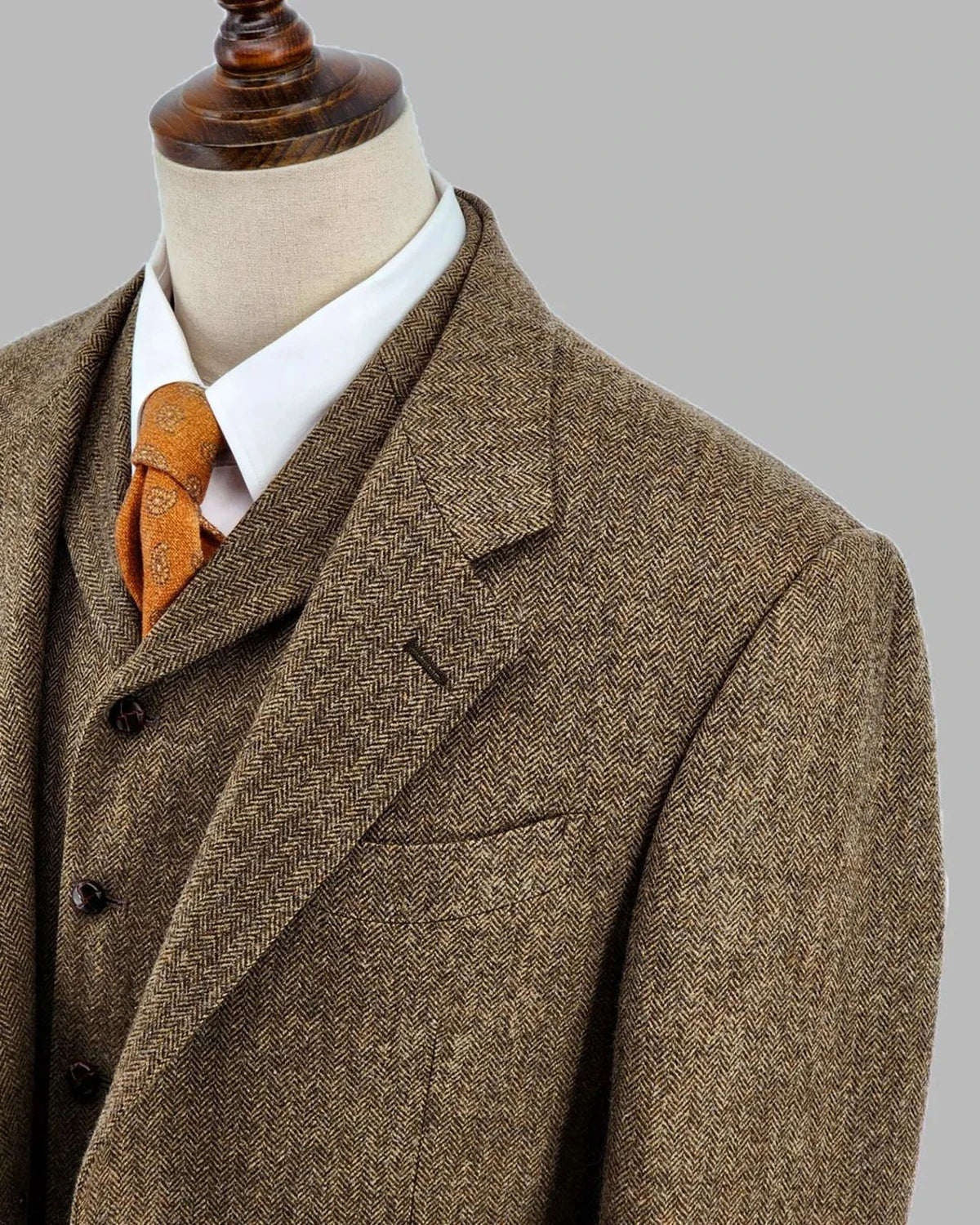 Aidase Herringbone Men Suit Tailor-Made 3 Pieces Blazer Vest Pants Tuxedo Single Breasted Fashion Business Wedding Groom Prom Tailored aidase-shop