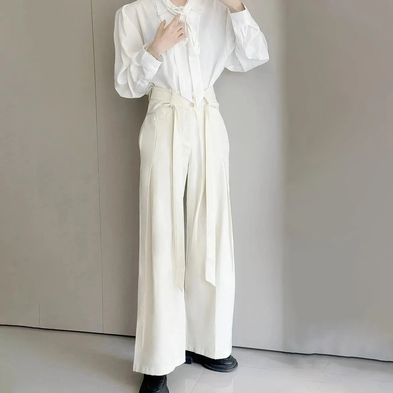 AIDASE  -  Summer New Men's Solid Color Ribbon Suit Trousers American Fashion Trend High Street Loose Casual Breathable Men's Bottoms aidase-shop