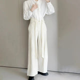 AIDASE  -  Summer New Men's Solid Color Ribbon Suit Trousers American Fashion Trend High Street Loose Casual Breathable Men's Bottoms aidase-shop