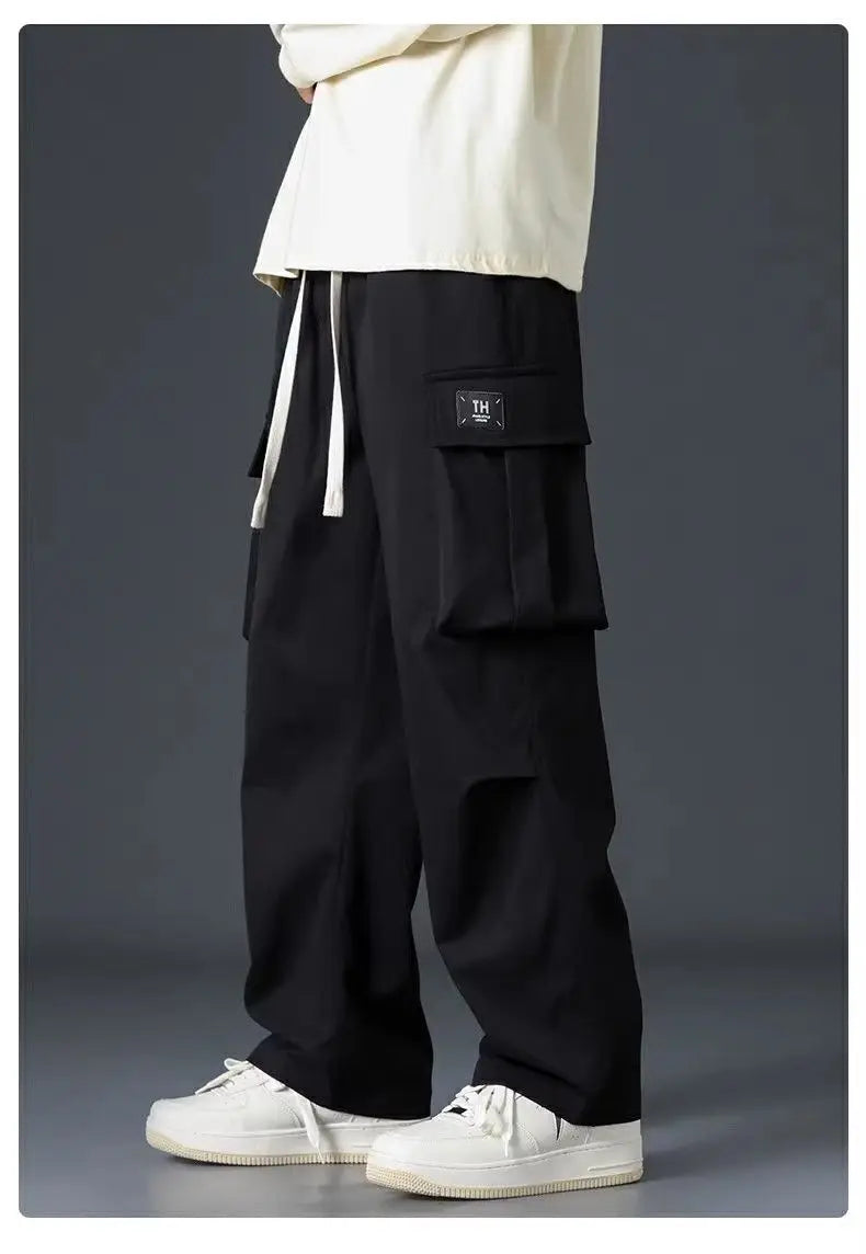 Aidase Work Trousers Men Loose Straight Wide Leg Pants Casual Trousers Soft Sports Pocket aidase-shop