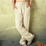 AIDASE  -  Spring Linen Wide Men Pants Korean Trousers Oversize Cotton Streetwear Male New Yoga Pants Casual Men Clothing Sweatpants