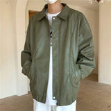 AIDASE  -  Spring Autumn Men's Motorcycles Leather Jacket Turn Down Collar Cargo PU Outwear Coat Male Solid Loose Fashion Moto Biker Jacket aidase-shop