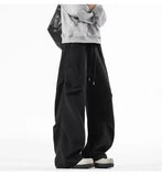 AIDASE  -  High Waist Men Sports Pants American Style Loose Draped Straight Wide Leg Casual Drawstring Trousers Autumn New 21E7679 aidase-shop