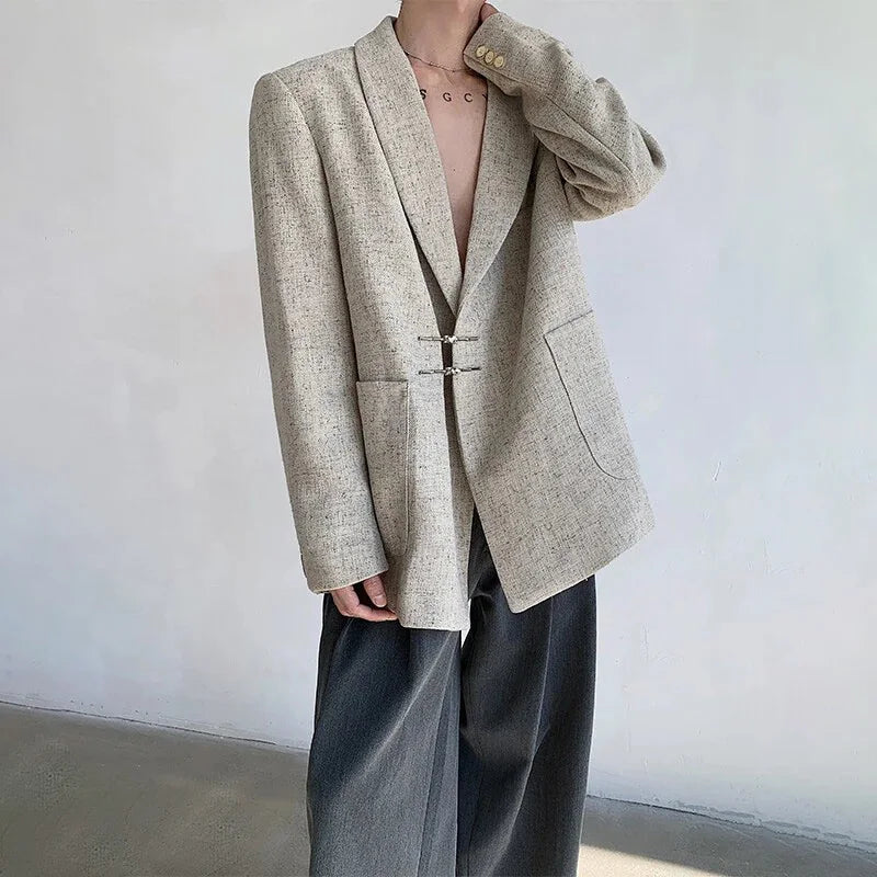 AIDASE  -  Spring And Summer New Men's Chinese Style Solid Color Suit Jacket Retro Elegant Luxury Casual Fashion Trend Simple Loose Men Top aidase-shop