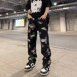 Aidase Autumn Men Jeans Pants Denim Black Cargo Skinny Hip Hop Cross Straight Harajuku Trousers aidase-shop