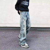 AIDASE  -  High Street Male Jeans Washed Niche Design Vintage Straight-leg Trendy Denim Trousers 2025 New Fashion Menswear 21E6678 aidase-shop