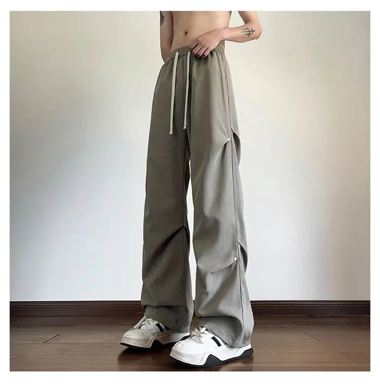 AIDASE  -  Men's Summer Thin Fashion Brand American Vibe Pants Loose Straight Wide-leg Casual Trousers aidase-shop