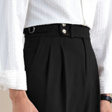 Aidase Naples Double Fold High Waist Linen Suit Pants For Men Summer Breathable Straight Leg Office Trousers Men Pantalon Costume Homme aidase-shop