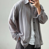 AIDASE  -  Summer New Men's Thin Solid Color Long-Sleeved Shirt Korean Casual Simple Leisure Fashion Trend Loose Breathable Men's Tops