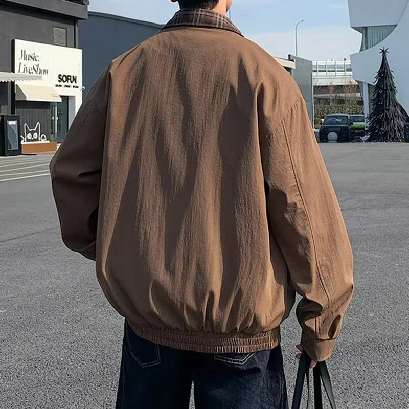 AIDASE  -  Fashion Simple Fake Two-Piece Male Jacket Autumn New Style Trendy Versatile Long Sleeve Lapel Casual Men's Coats 21E7475 aidase-shop