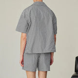 AIDASE  -  Men Plaid Sets Summer Vacation Streetwear Lapel Short Sleeve Shirt & Shorts 2PCS 2025 Loose Fashion Men's Casual Suits aidase-shop