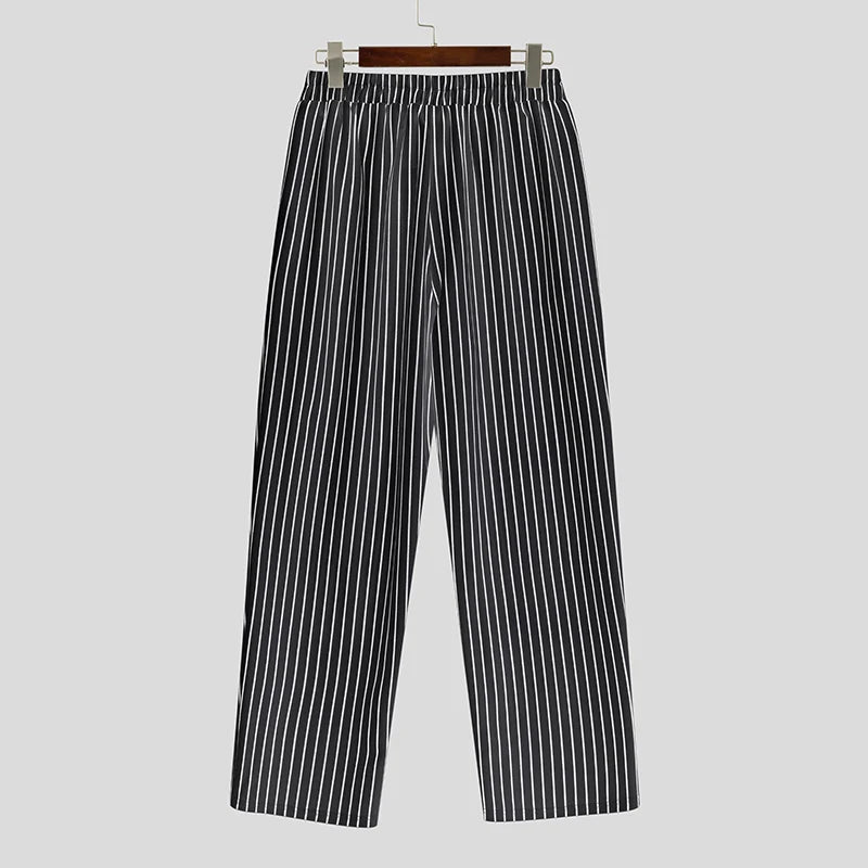 AIDASE  -  Men Striped Pants Elastic Waist Joggers Loose Casual Trousers Men Streetwear 2025 Fashion Male Straight Long Pants S-5XL aidase-shop