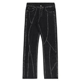 Aidase New Factor American High Street Washed Jeans Black Slight Rao Fashion Casual Design Pants aidase-shop