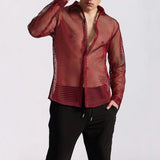 AIDASE  -  Mens Shirt Hollow Ballroom Nightclub Sexy Shirt Streetwear Fashion Youth Outdoor Niche Long-Sleeved Top Men'S Clothing 2025 New aidase-shop