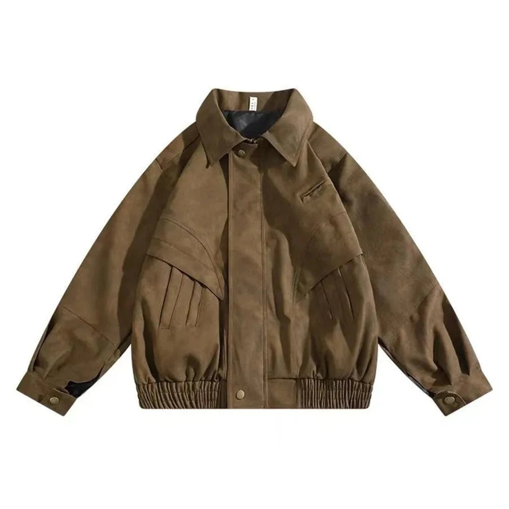 AIDASE  -  Mens Street Fashion Hip-Hop Niche Deconstruction Design Solid Color Pu Leather Jacket Autumn And Winter Unisex Handsome Y2k Coat aidase-shop