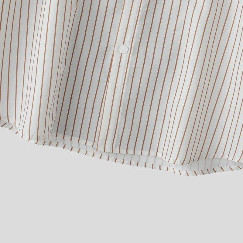 AIDASE  -  Men Shirt Striped Patchwork Lapel Long Sleeve Loose Men Clothing Streetwear 2025 Fashion Casual Male Shirts Korean Style aidase-shop
