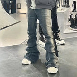 Aidase Niche Men Jeans Wash Gradient Floor Mop Casual Trend Vintage New Korean Fashion Flared Pants  High Street