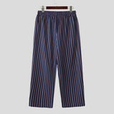 AIDASE  -  Men Pants 2025 Loose Drawstring Striped Patchwork Casual Straight Wide Leg Trousers Men Streetwear Fashion Long Pants aidase-shop