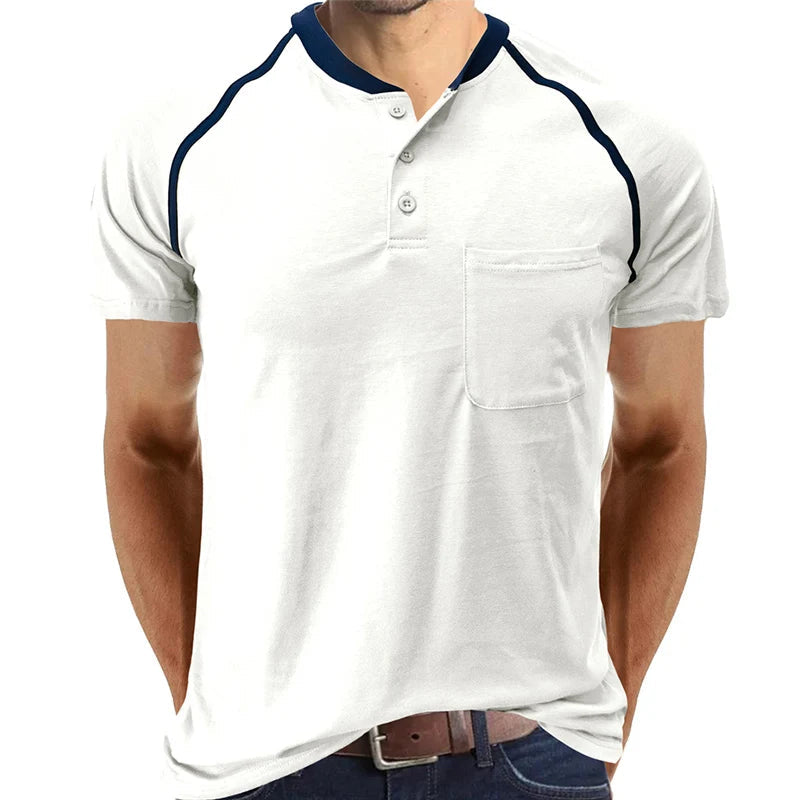 AIDASE  -  Summer High Quality Cotton Henley T-shirts Mens Casual Short Sleeve Tee Shirts Pullover Tops Henry Fashion Streetwear aidase-shop