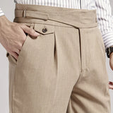 Aidase Spring Leisure Straight High Waist Trousers Men's Versatile Office Pants Fashion Business Italian Paris Button Trousers