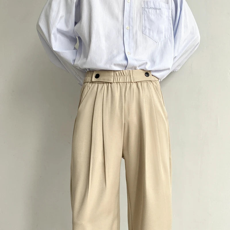 Aidase Khaki Black Suit Pants Men Fashion Social Men Dress Pants Korean Loose Wide Leg Pants Men Straight Casual Trousers M-2XL aidase-shop