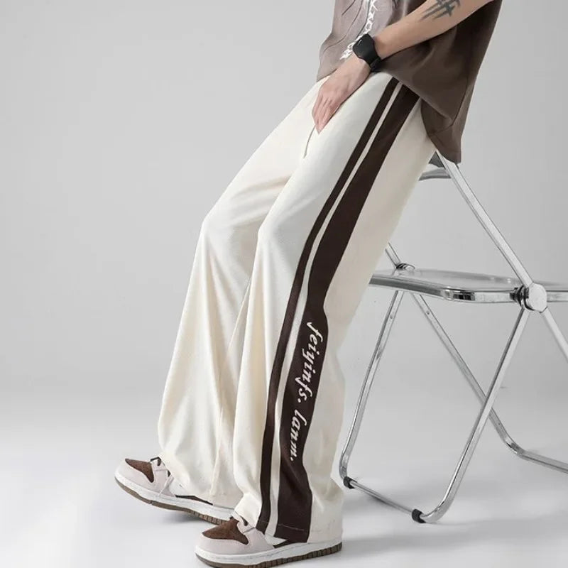 Aidase Man Sports Pants Thin Trousers Striped Straight Summer Xxxl Loose Sport Korean Popular Clothes Y2k Baggy Gym Sweatpants for Men aidase-shop