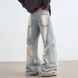 AIDASE  -  Men's Ripped Jeans Korean Style Trendy High Street Stylish Versatile Trousers 2025 Autumn Niche Design Denim Pants 21E7188 aidase-shop