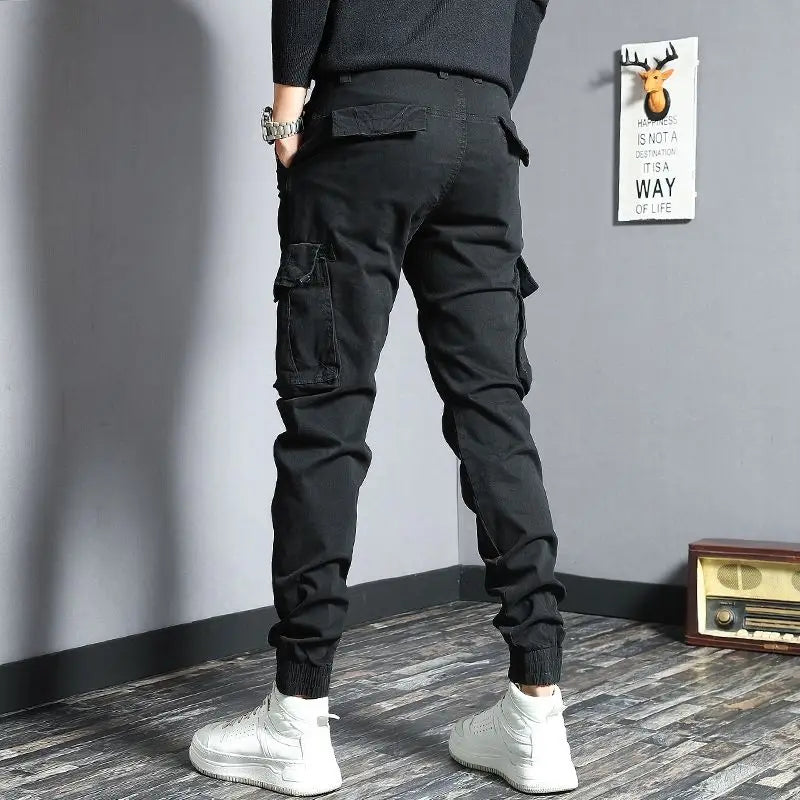 Aidase Harem Cargo Pants for Men Y2k Multi Pocket Fashion Navy Slacks Casual Slim Stretch Loose Stacked Outdoor Hip Hop Trousers Man Xl aidase-shop