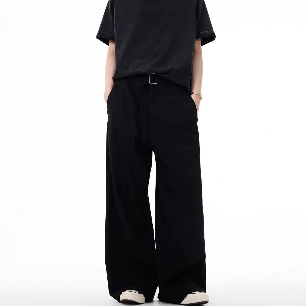 AIDASE  -  American Fashion Brand High-end Draped Trousers for Men and Women Retro Belt Loose Versatile Straight Casual Pants aidase-shop