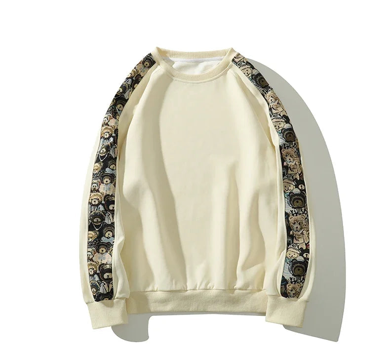 =Aidase men's winter fashion Retro Sweatshirt Sleeve Embroidery Patchwork Trendy Sweatshirt Men Women Loose Active Sweatshirt Long Sleeve Casual Tops aidase-shop
