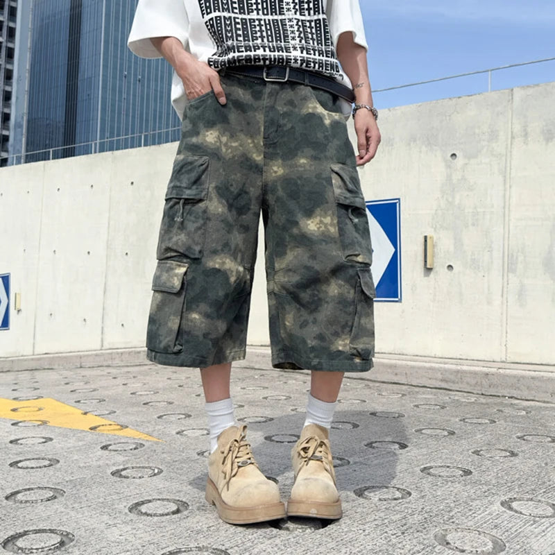 AIDASE  -  Camouflage Men's Cargo Shorts American Style Summer Pocket Design Loose Straight Wide-Leg Pants Fashion Menswear 21E6809 aidase-shop